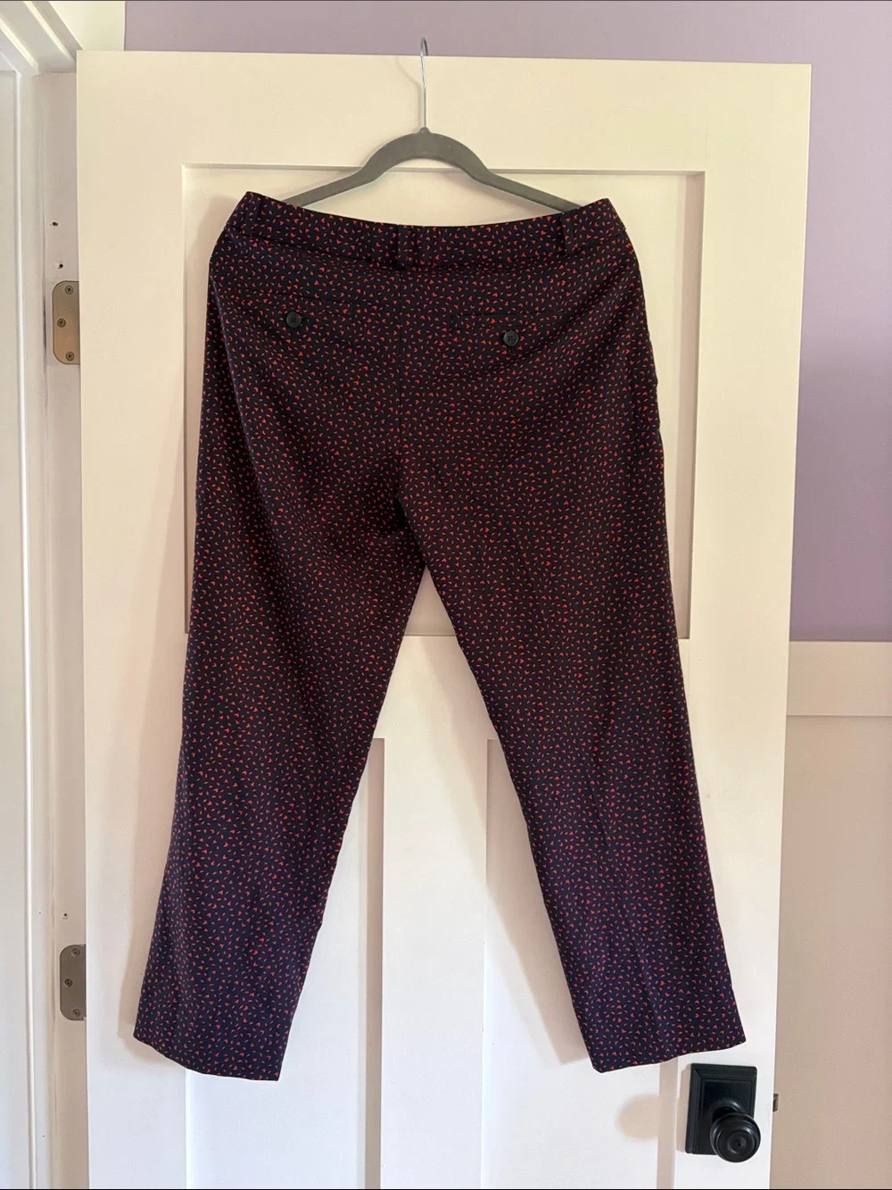Banana Republic Navy Pants with Red Dot Print